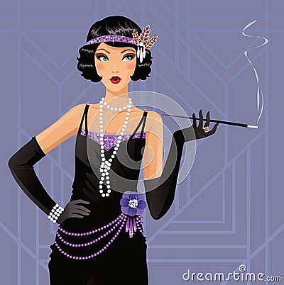 Cute flapper girl Vector Illustration