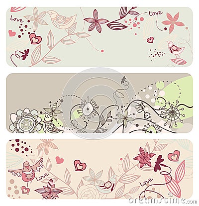 Cute floral banners Vector Illustration