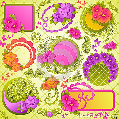 Cute floral design elements. Vector Illustration