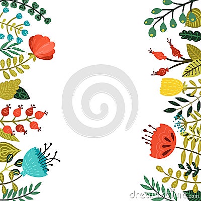 Cute floral frame Vector Illustration