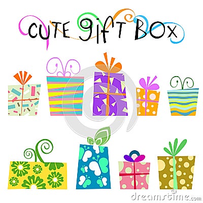 Cute floral gift box vector Vector Illustration