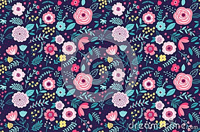 Cute Floral pattern. Vector Illustration