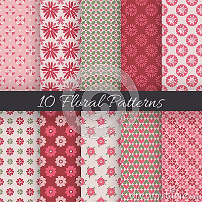 Cute floral seamless patterns. Vector illustration Vector Illustration