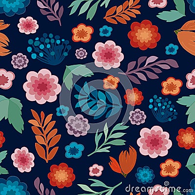 Cute floral seamless texture, repeatable pattern Stock Photo