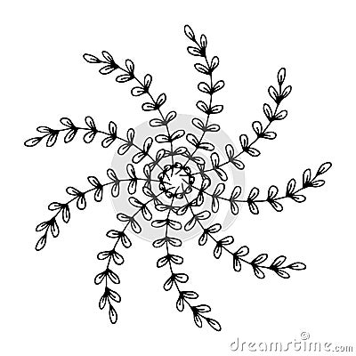 Cute Floral Snowflake. T-shirt tattoo print design. Christmas sticker . Vector Illustration