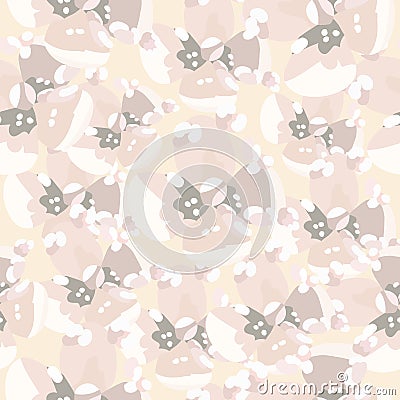 Cute Floral vector beige colors seamless pattern. Abstract dotted flowers on beige background. Vector Illustration