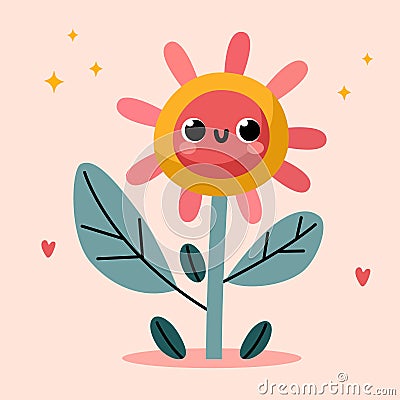 Cute flower in the garden Vector Illustration