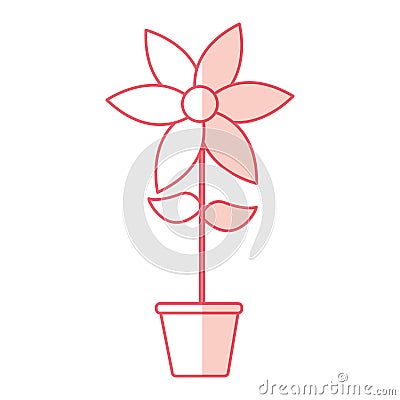 Cute flower garden with pot isolated icon Vector Illustration