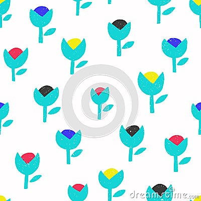 Cute flower seamless pattern in retro style. Repetition texture Vector Illustration