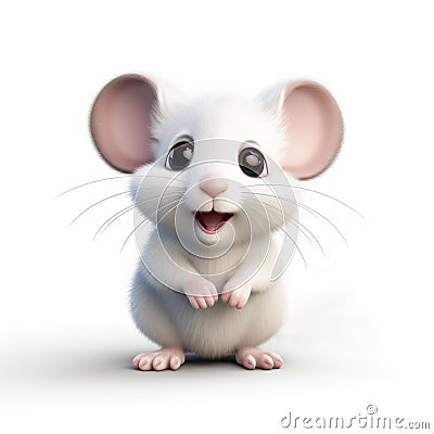 Cute Fluffy Mouse Icon In 3d Animation Style Stock Photo