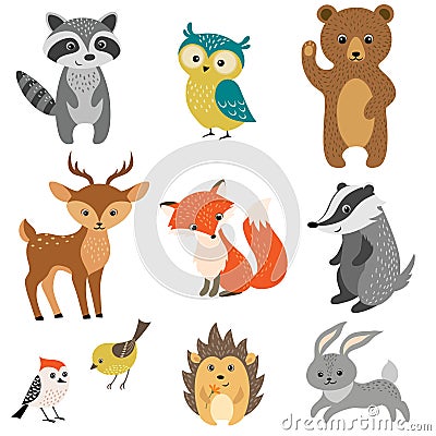 Cute forest animals Vector Illustration