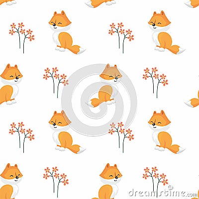 Cute fox pattern Vector Illustration