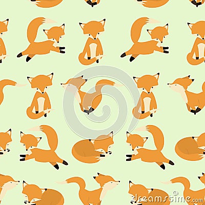 Cute fox seamless pattern. Foxy endless background, texture. Children`s backdrop. Vector illustration Vector Illustration