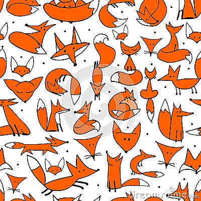 Cute foxes seamless pattern for your design Vector Illustration