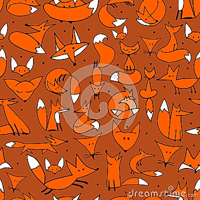 Cute foxes seamless pattern for your design Vector Illustration