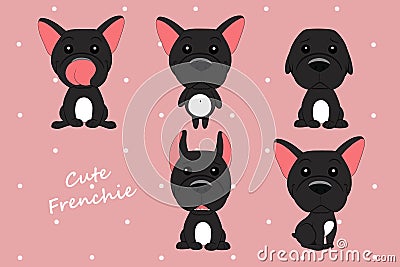 Cute french bulldog black Cartoon Illustration