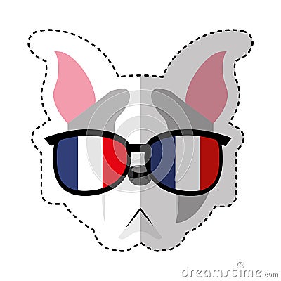 Cute french bulldog male with hipster accessory Vector Illustration