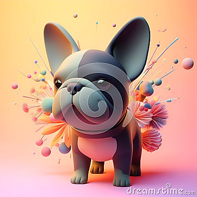 Cute Frenchie dog portrait colorful background pets concept Stock Photo