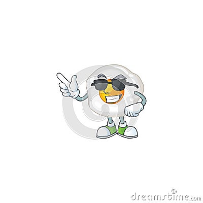 Cute fried egg cartoon character design style with black glasses Vector Illustration