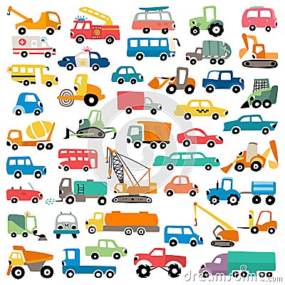 Cute cartoon cars vector illustration Vector Illustration