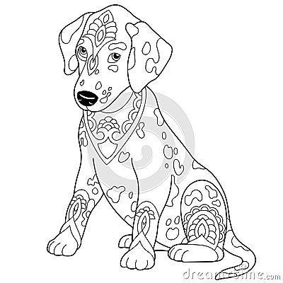 Dalmatian dog coloring page Vector Illustration