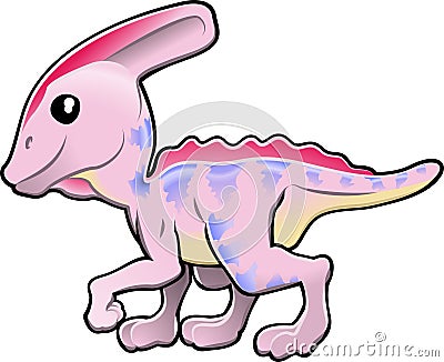 Cute Friendly Dinosaur Vector Illustration