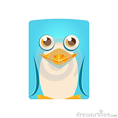 Cute friendly geometric penguin bird, colorful cartoon character vector Illustration Vector Illustration