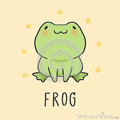 Cute Frog cartoon hand drawn style Vector Illustration