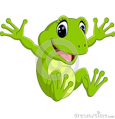 Cute frog cartoon Vector Illustration