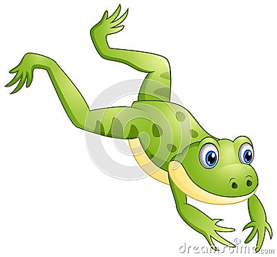 Cute frog cartoon leaping Vector Illustration