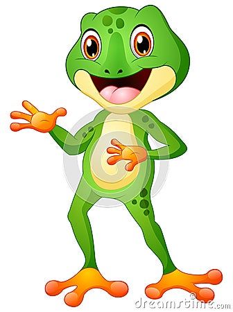 Cute frog cartoon posing Vector Illustration