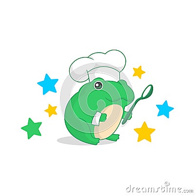 Cute frog chef cartoon vector Stock Photo