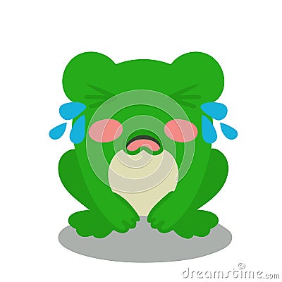 Cute frog crying on white background. Vector illustration. Design element for banner menu poster posters. Vector Illustration