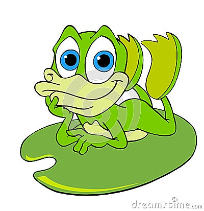 Cute Frog On A Lily Pad Stock Photo