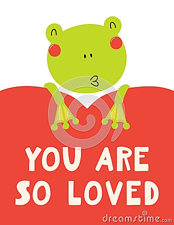 Cute frog Valentine card Vector Illustration