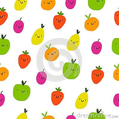 Cute fruits seamless pattern Vector Illustration