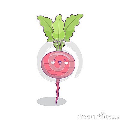 Cute funny beetroot vegetable cartoon kawaii style vector illustration Vector Illustration