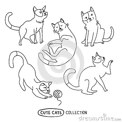 Cute funny cats vector set Vector Illustration