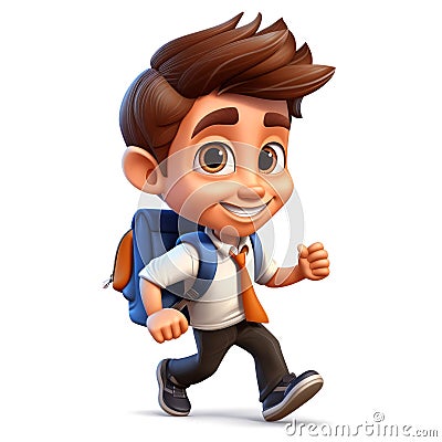 Cute funny cheerful school boy icon illustration Cartoon Illustration