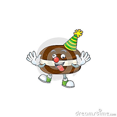 Cute and Funny Clown whoopie pies presented in cartoon character design concept Vector Illustration