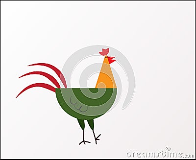 Cute and funny colorful farm rooster, chicken, cock, cockerel, cartoon vector illustration isolated on white background. Vector Illustration