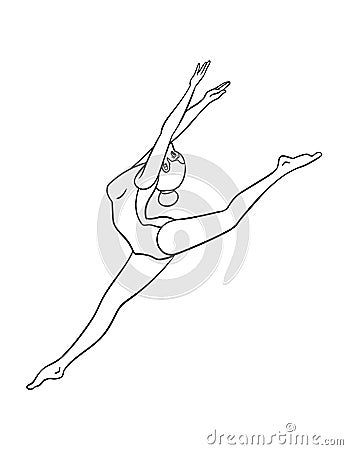 Gymnastics Isolated Coloring Page for Kids Vector Illustration