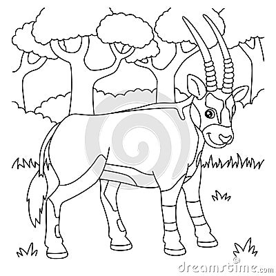 Oryx Coloring Page for Kids Vector Illustration