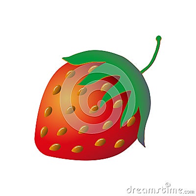 Cute and funny comic style garden strawberry looking up, cartoon vector illustration isolated. Red and ripe strawberry, mascot wit Vector Illustration