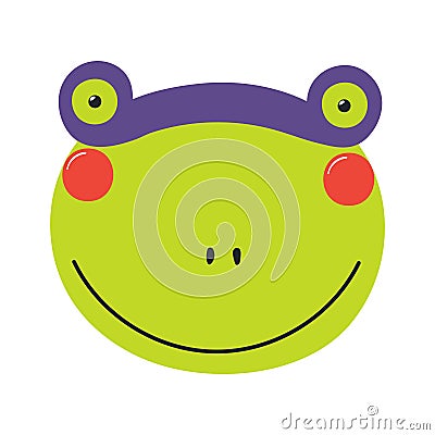 Cute funny frog superhero face in mask cartoon character illustration. Vector Illustration