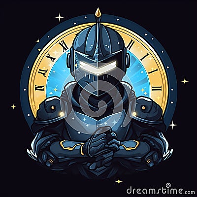 Cute and Funny Gaming Logo with Time-Twist Templar Stock Photo