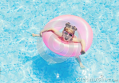 Cute and funny girl in swimming pool Stock Photo