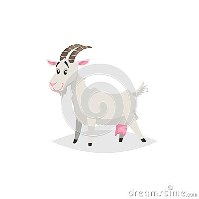 Cute funny goat. Cartoon flat style trendy design farm domestic animal. Vector illustration Vector Illustration