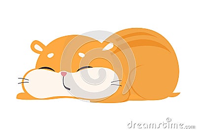 Cute Funny Hamster Sleeping, Adorable Pet Animal Cartoon Vector Illustration Vector Illustration