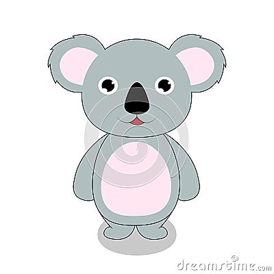 Cute funny koala is standing and smiling. Vector Illustration